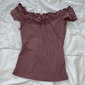 Aéropostale purple ribbed off the shoulder top